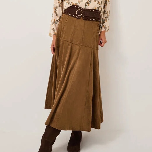 Monsoon Macy Suedette A-Line Midi Skirt