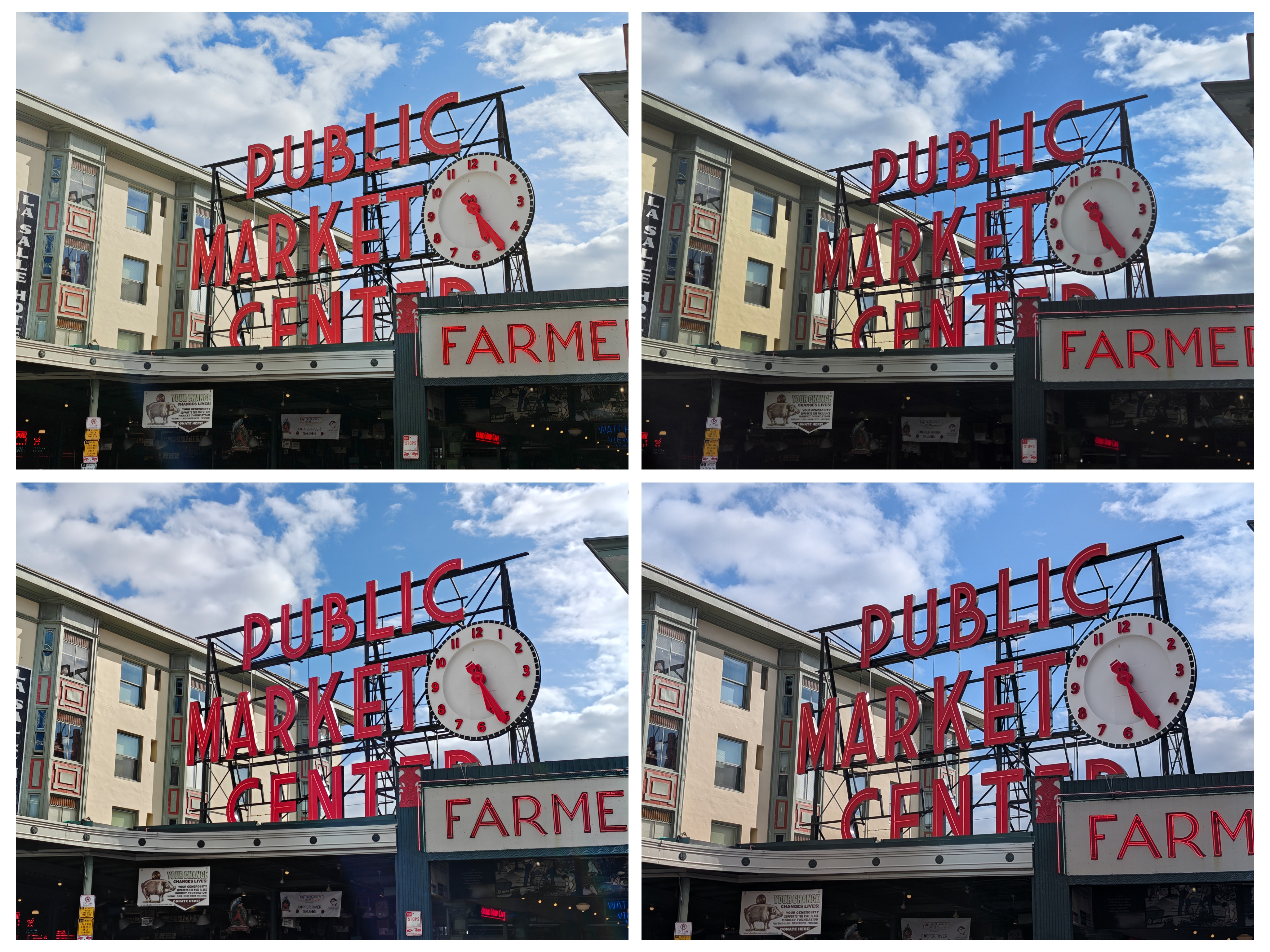 A red Public Market Center sign