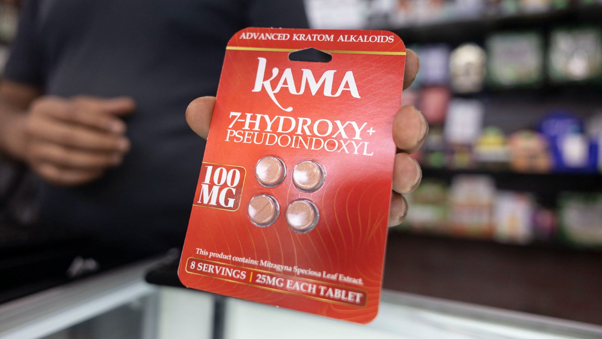 Huntington, N.Y.: Products containing Kratom on sale at a local tobacco store in Huntington, New York on August 21, 2025. (Photo by Alejandra Villa Loarca/Newsday RM via Getty Images)