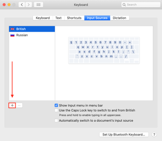 How to change keyboard language on Mac - plus icon
