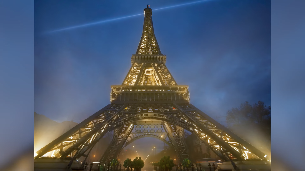 Lego Eiffel Tower toy photographer