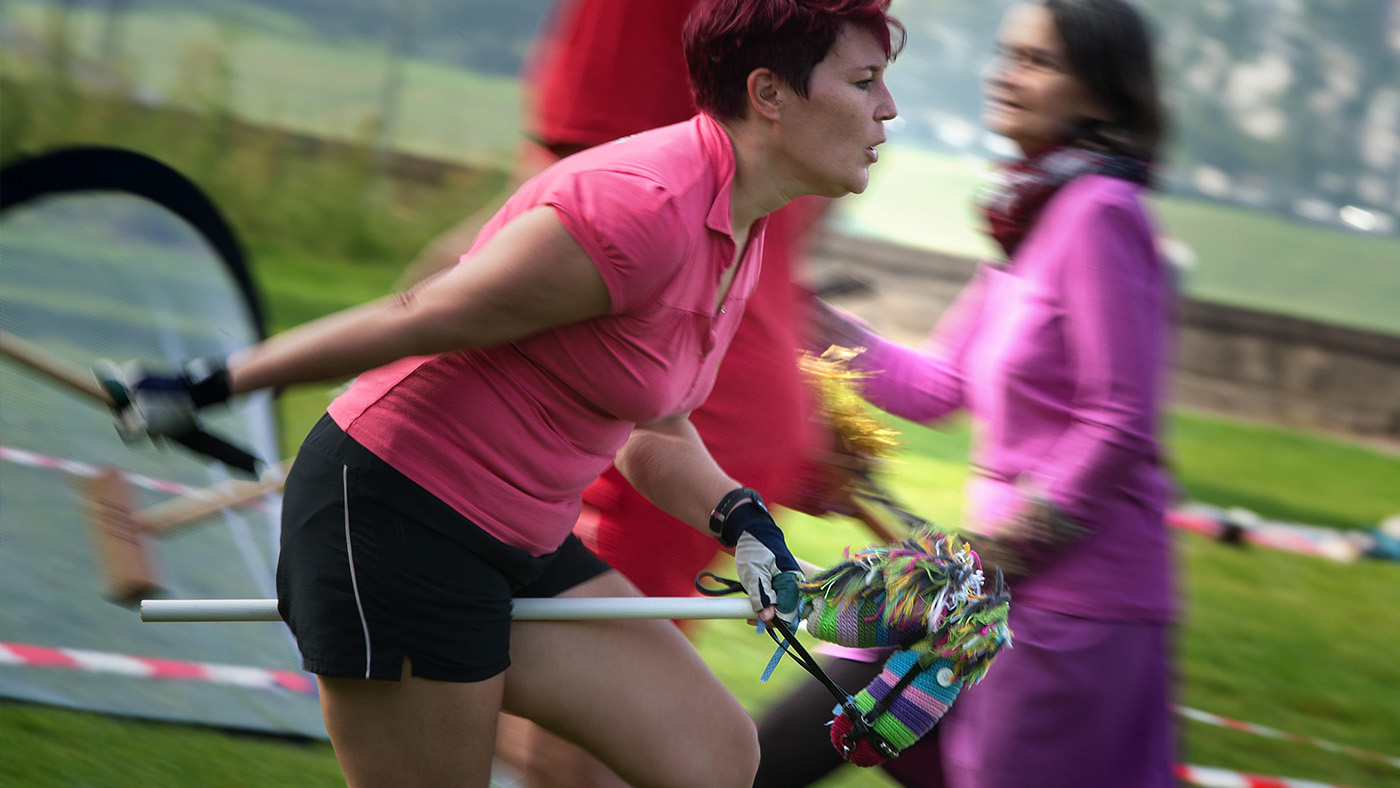 Hobbyhorse: an adult lady enjoys the sport
