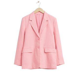 Kate Middleton pink blazer : & Other Stories relaxed linen pink blazer