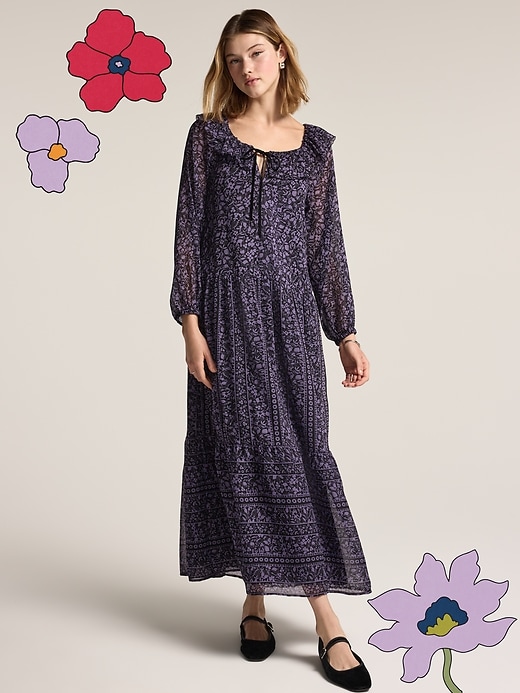 Old Navy X Anna Sui Tiered Ruffle Maxi Dress