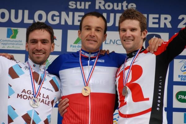 The men's podium: Riblon, Kern and Lequatre.