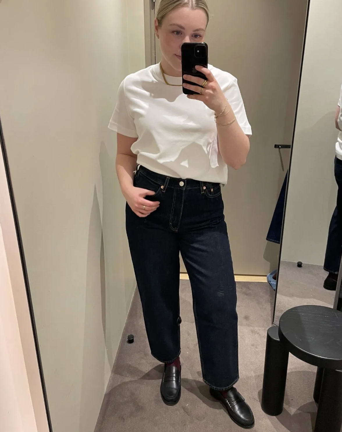 Shopping editor Florrie Alexander wears the Arch jeans jeans.