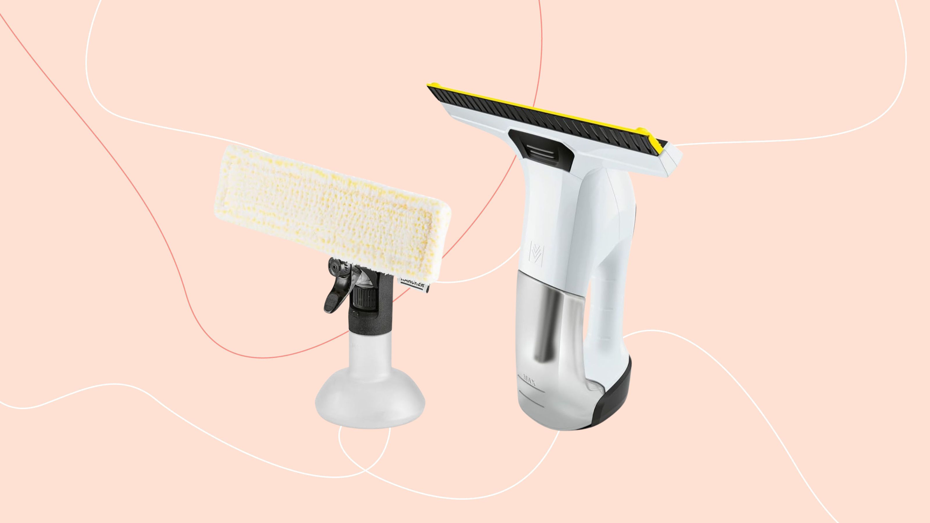 Karcher window vacuum on a pink background