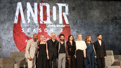 The cast of "Andor" is seen during a press event in Hollywood, California, on April 14, 2025. 