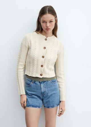 Buttoned Knit Braided Cardigan