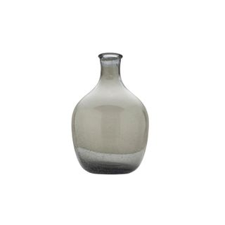 grey glass vase in rounded shape