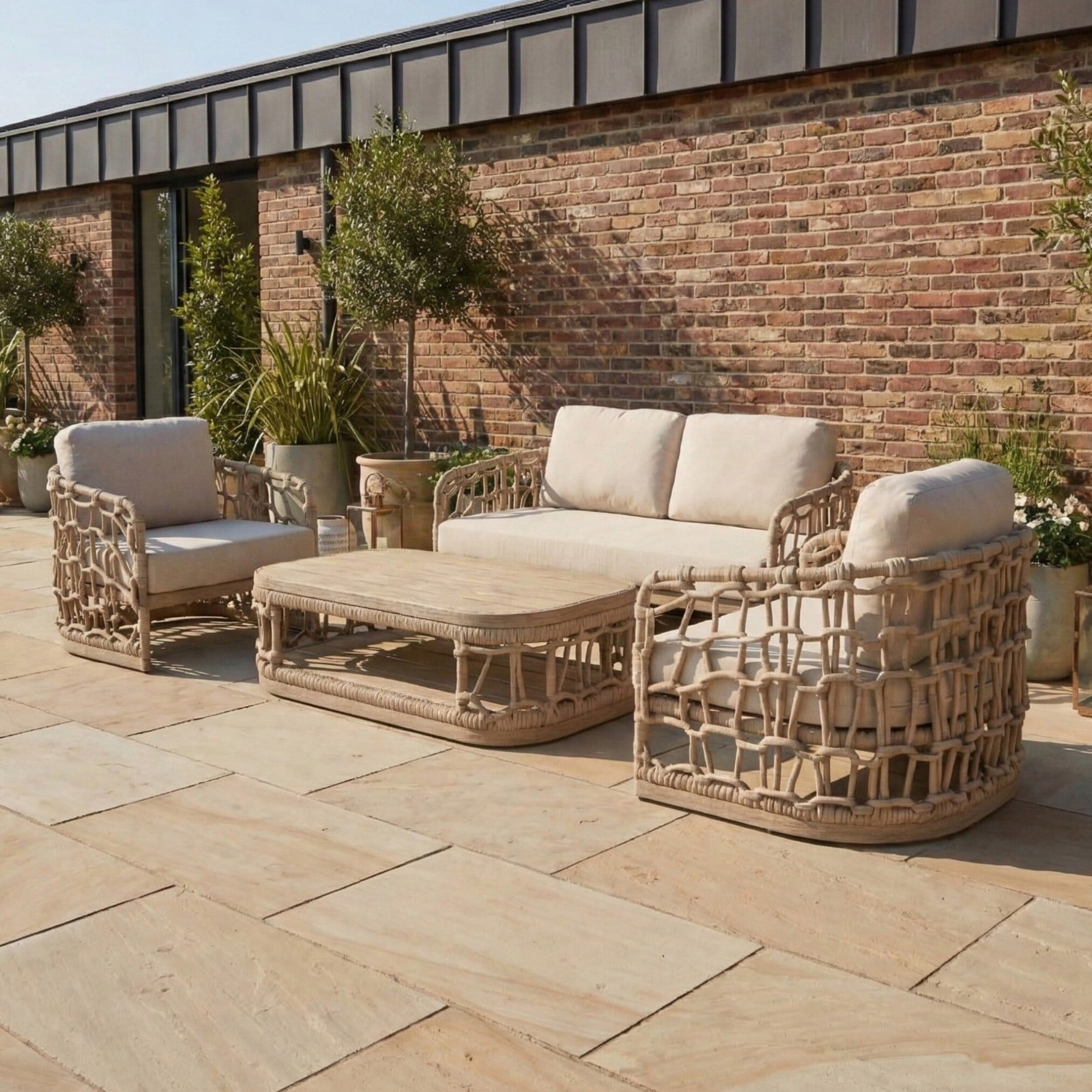 Barker and Stonehouse Trezzone Eucalyptus Wood 4 Seater Garden Lounge Set