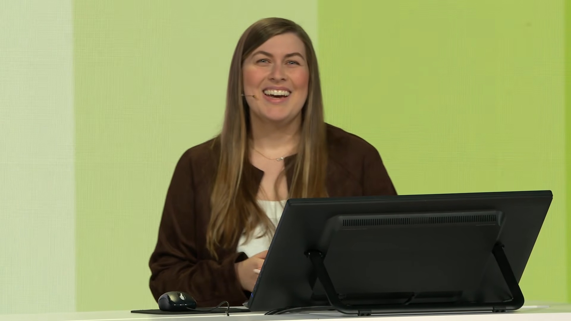 Microsoft's Kayla Cinnamon demos the Surface RTX Spark on stage at Build 2026.