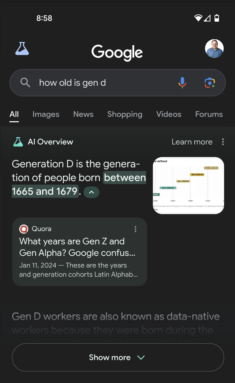 hold old is gen D - bad Google AI overview