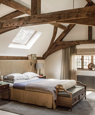 rustic bedroom with beams