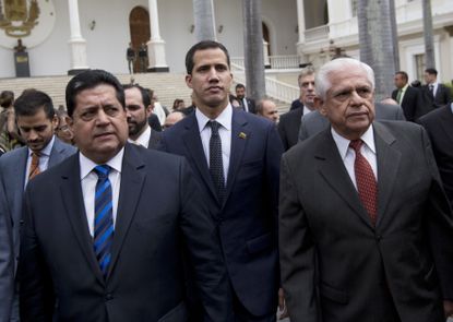 From left: Edgar Zambrano, Juan Guaidó, and Omar Barboza.