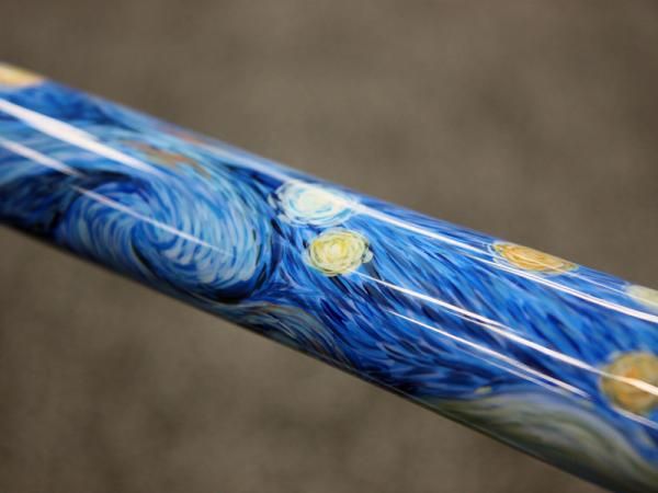 KirkLee's Brad Cason says this "Starry Night" paint job was painstakingly done completely by hand by Darin Wheeler of 2 Wheeler Customs.