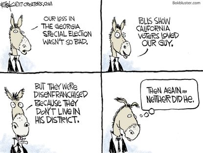Political cartoon U.S. Democrats Georgia election California districts Ossoff
