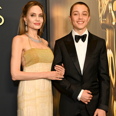 Angelina Jolie and Knox Jolie-Pitt attend the 2024 Governors Awards at Dolby Theatre on November 17, 2024 in Hollywood, California