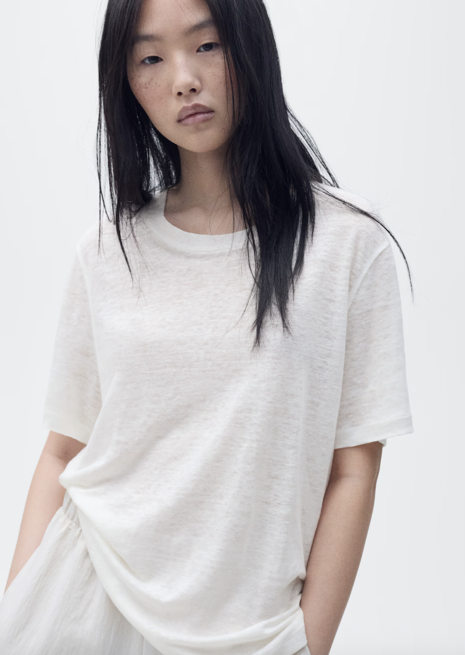 Mango Short-sleeved linen t-shirt