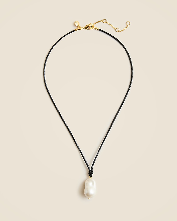 Faux-Pearl and Leather Cord Necklace