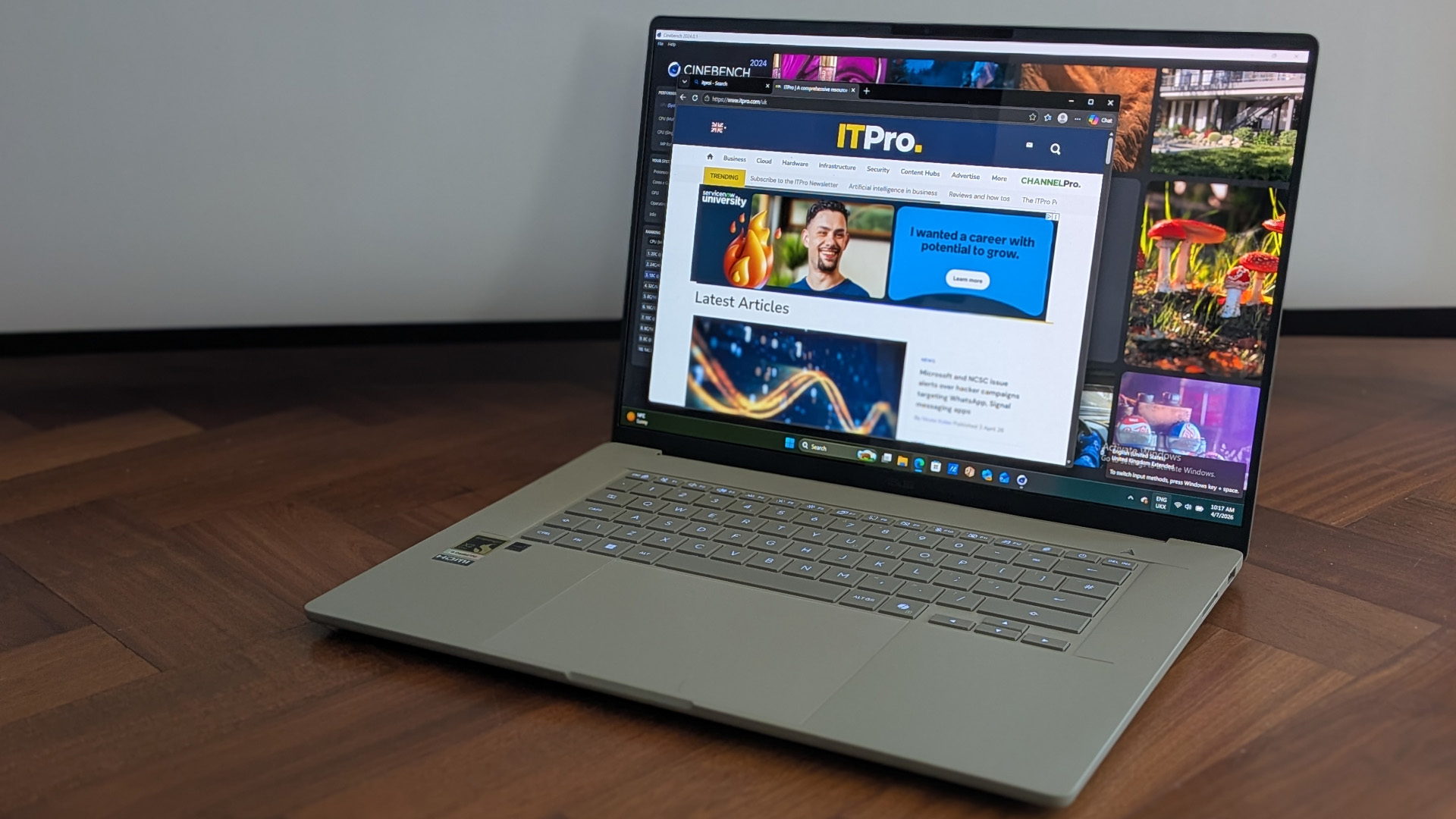 The Asus Zenbook A16 on a desk