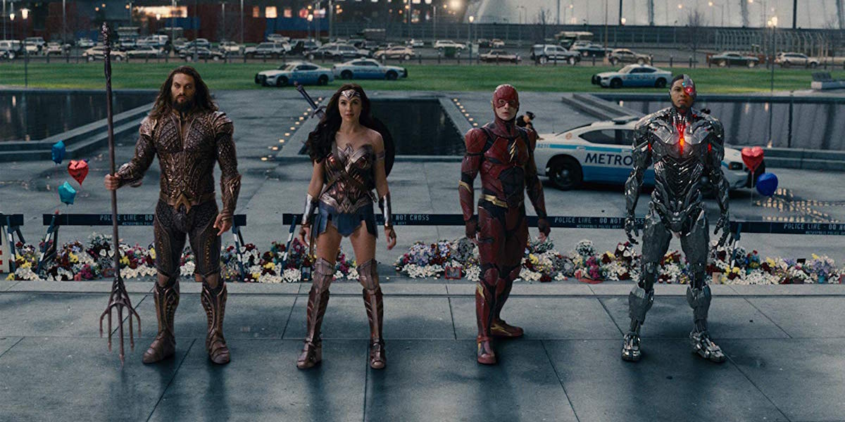 Aquaman, Wonder Woman, Flash and Cyborg in Justice League