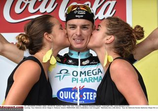 Gianni Meersman (Omega Pharma-Quick Step) on the podium