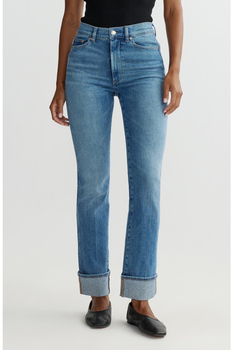 Halle Straight High Waist Instasculpt&amp;trade; Cuff Jeans