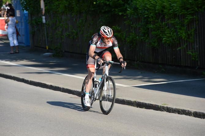 Gregory Rast (RadioShack-Leopard) heads toward the stage win