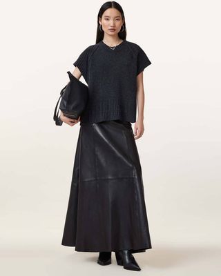 Giana Leather Maxi Skirt