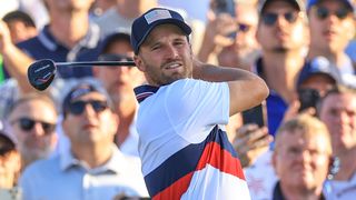 Wyndham Clark takes a shot during the Ryder Cup