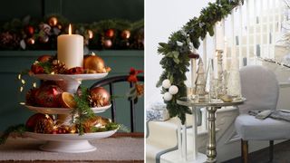 Chrsitmas decorating ideas for centrepieces for dining tables, side tables and consoles