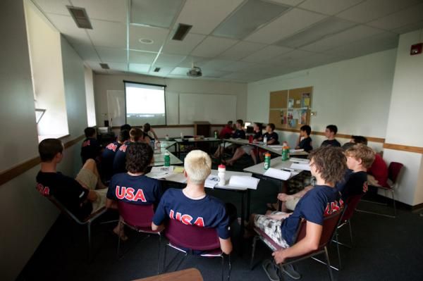After dinner each night there was a two-hour classroom session with Coach Proctor breaking down 'cross races from Europe and pointing out different techniques that were successful