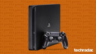 Best PS4 games: a PlayStation 4 on an orange background