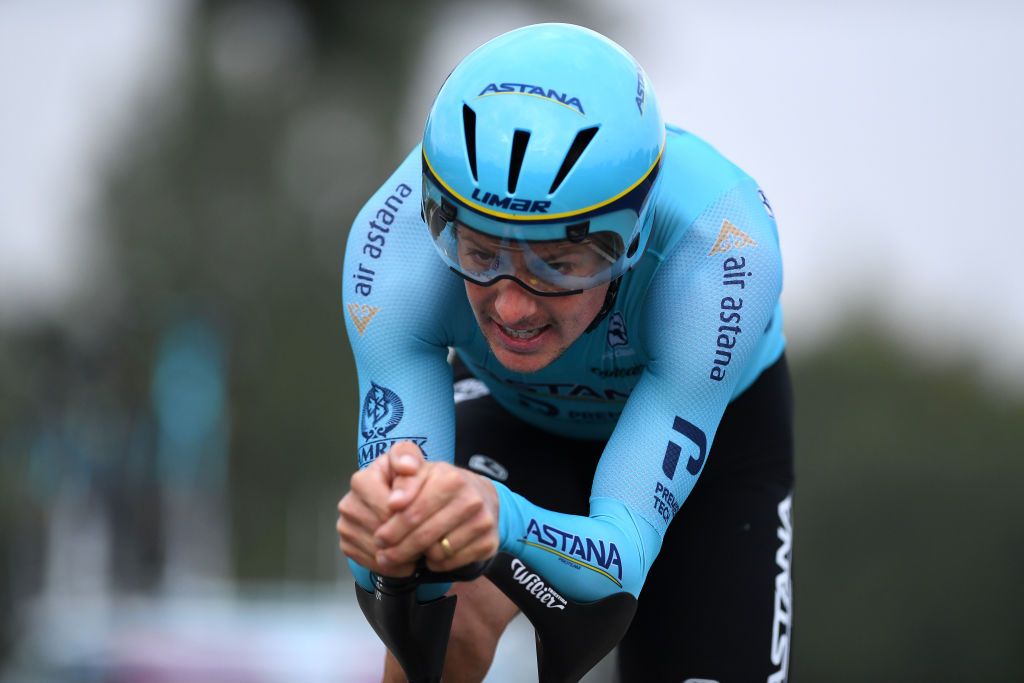 MILANO ITALY OCTOBER 25 Jakob Fuglsang of Denmark and Astana Pro Team during the 103rd Giro dItalia 2020 Stage 21 a 157km Individual time trial from Cernusco sul Naviglio to Milano ITT girodiitalia Giro on October 25 2020 in Milano Italy Photo by Tim de WaeleGetty Images