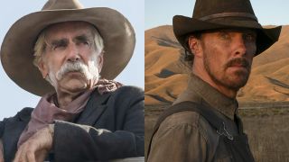 Sam Elliott in 1883 and Benedict Cumberbatch in The Power of the Dog