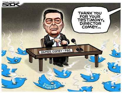 Political Cartoon U.S. Comey FBI Twitter Wiretap Trump Russia
