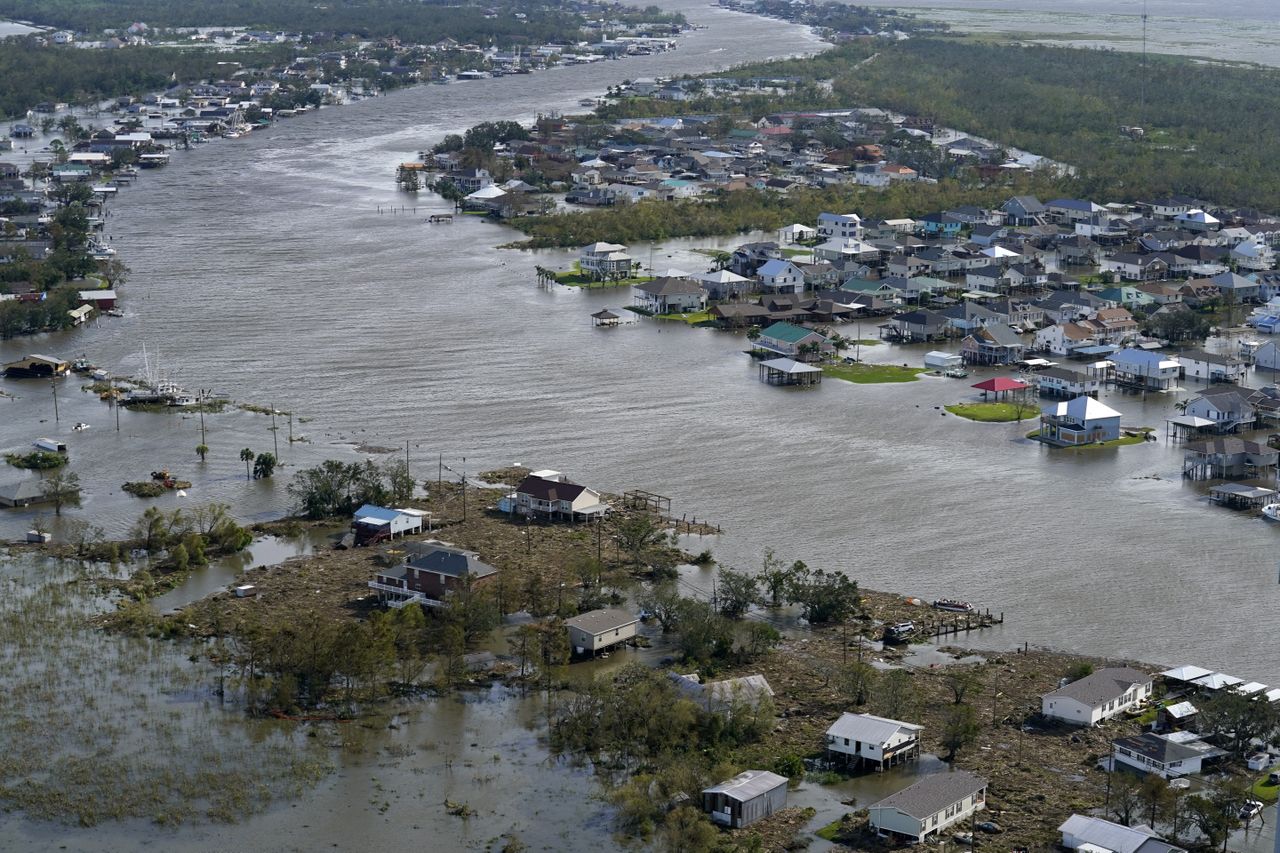 A flooded town in Louisiana.