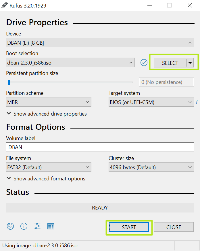 Write DBAN to USB