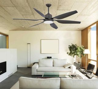 a ceiling fan in a modern home