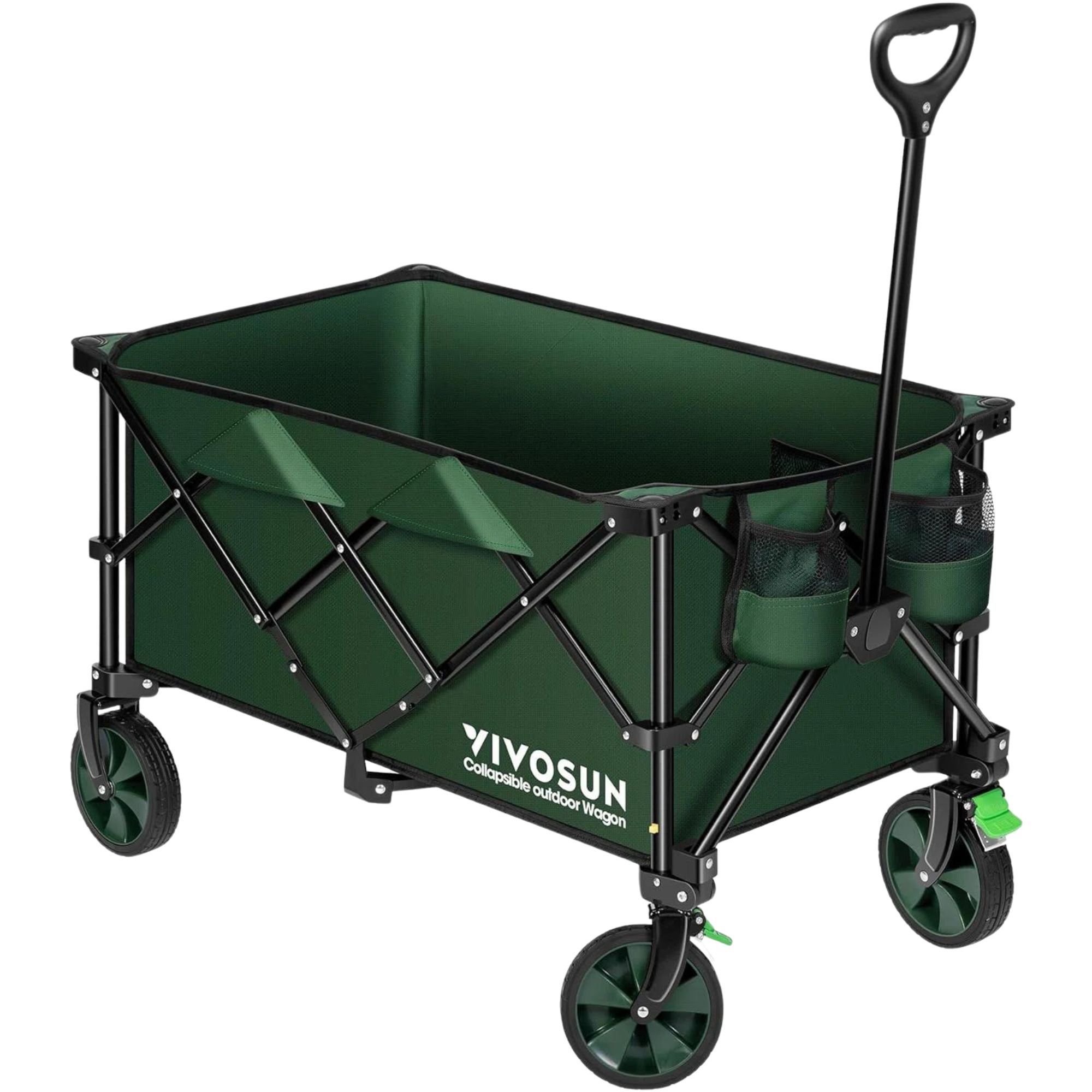Green collapsible gardening cart
