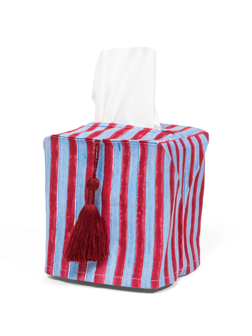 Stripes Blockprint Tissue Box Cover