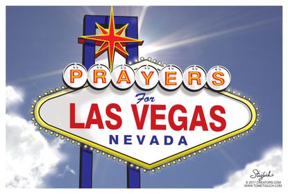 Political cartoon U.S. Las Vegas shooting prayers