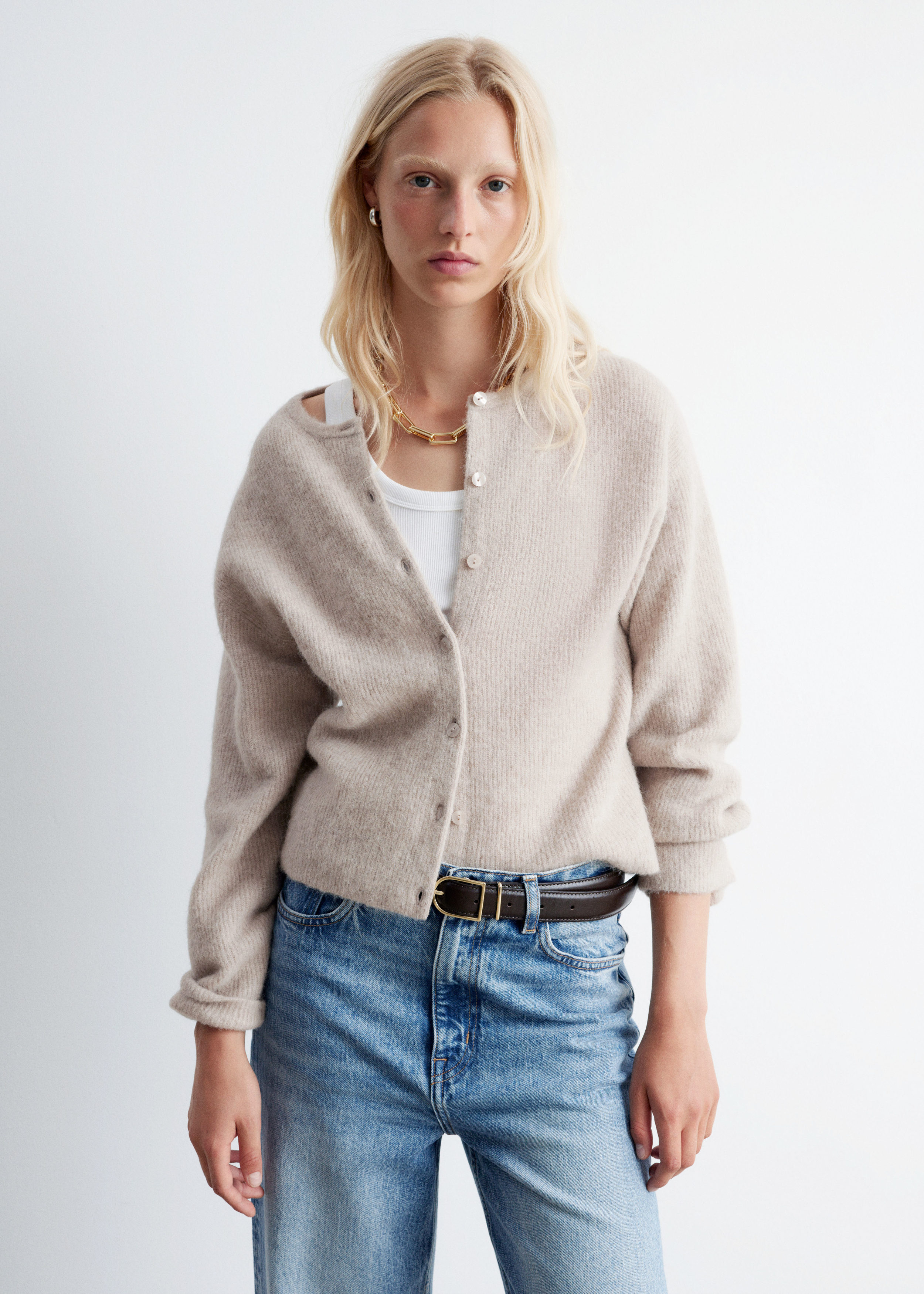 Alpaca-Blend Knitted Cardigan