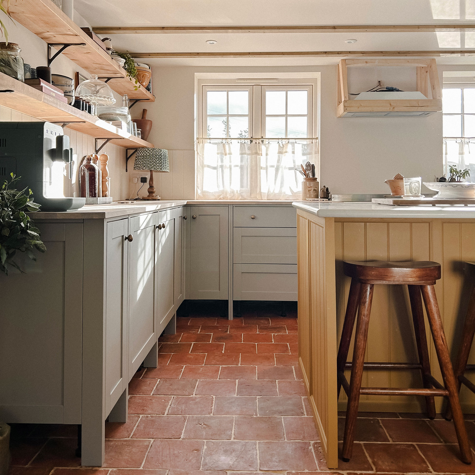Shaker style kitchen with yellow island