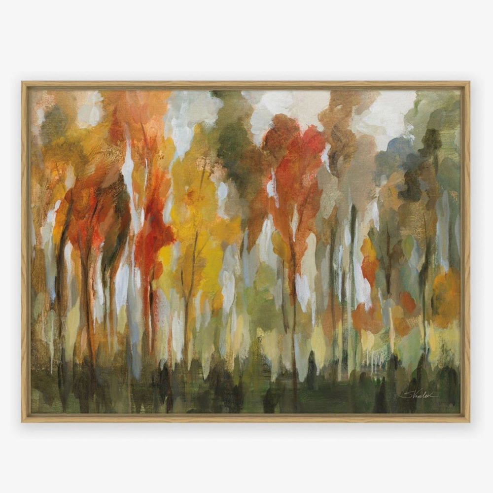 abstract tree painting with an oak frame