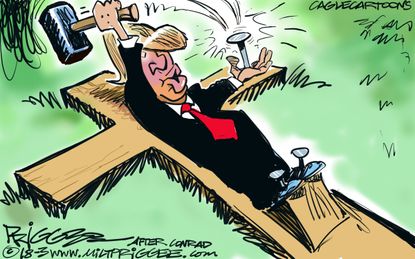 Political cartoon U.S. Trump Easter self-destruction