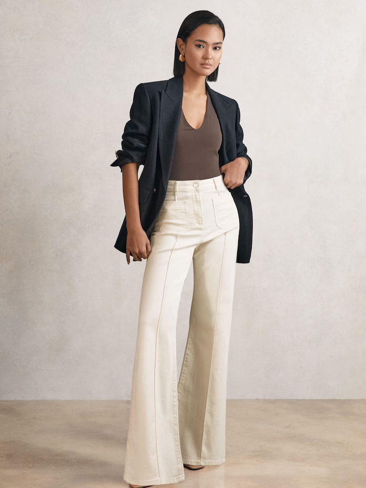 Reiss, Sakura Petite Patch-Pocket Flared Jeans