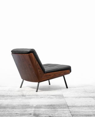 Wooden, black leather Daiki chair