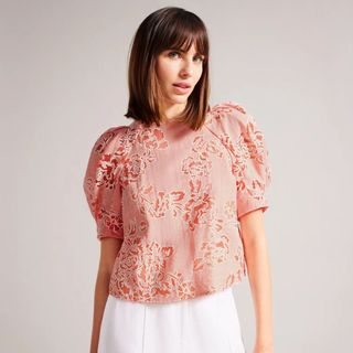 cropped floral blouse